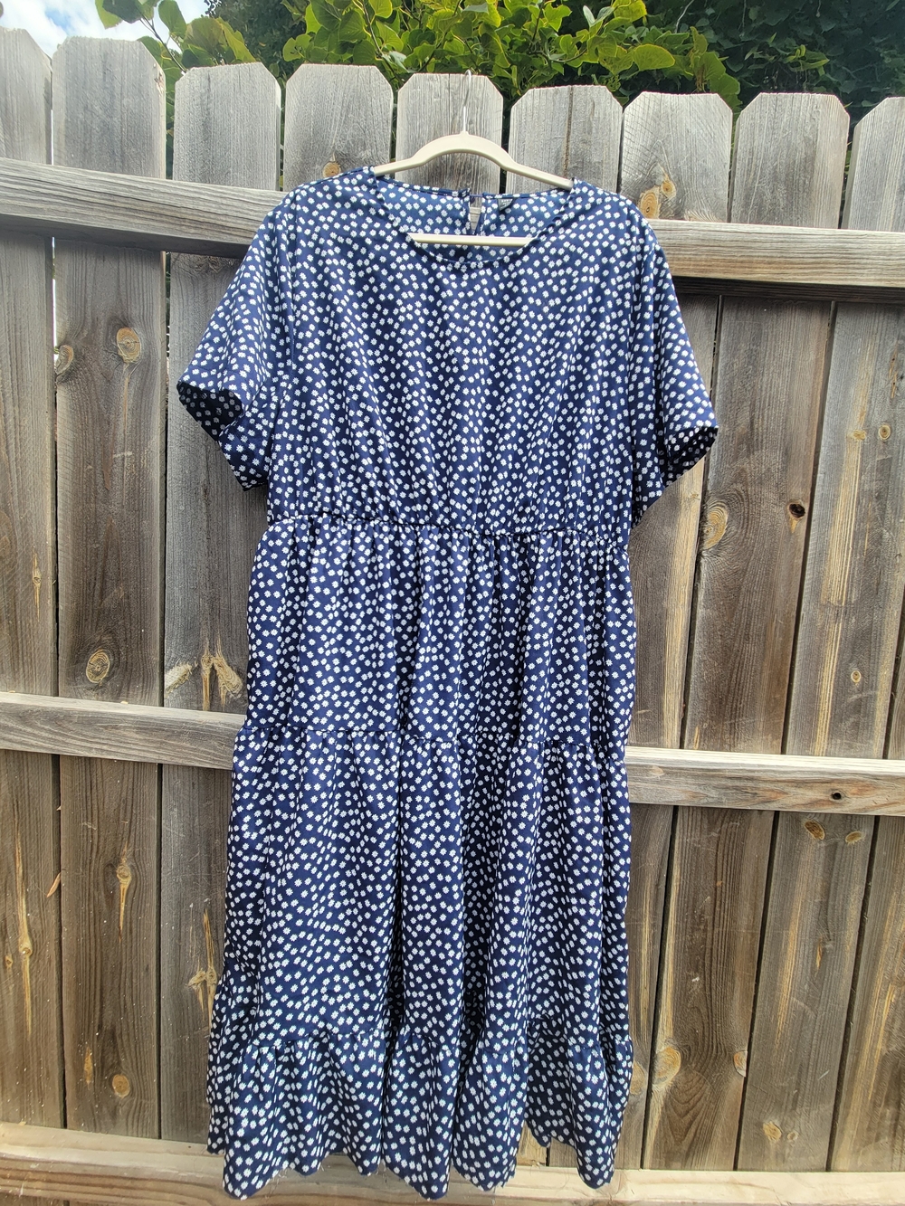 Shein Cottagecore Bohemian Tiered Size 4XL Midi Dress Ditsy Floral Daisy Pattern